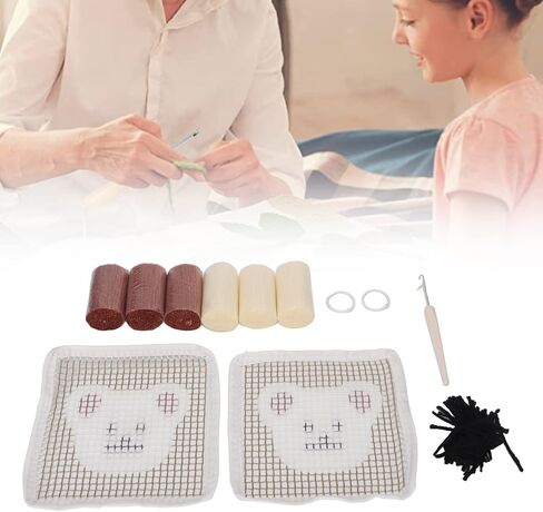 Latch Hook Kit Cup Coaster DIY Set Lovely Bear Pattern Home Decoration for Handcraft in Saudi Arabia