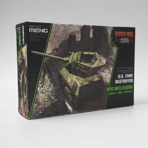 Meng WWT-020 World War Toons M10 Wolverine U.S. مجموعة نماذج المدمرة للدبابات، نمط الرسوم المتحركة، برج قابل للتدوير، برميل بندقية قابل للرفع، تجميع سريع خالٍ من الأسمنت in Kuwait
