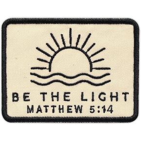 Be The Light Embroidered Patch Matthew 5:14 Christian Bible Verse Embroidery Patches Scripture Religious Sew On Iron On Cross Jesus Faith Patch for Clothes Backpacks Hats Jackets 3x2.3 Inches in Saudi Arabia