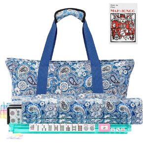 American Mahjong Tile Set,166 Premium White Tiles Mahjong Set, 4 All-in-One Rack/Pushers, Mahjong Tile Set with Flower Carrying Bag in Saudi Arabia