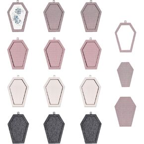 freebloss 12pcs الأطواق التطريز الخشبية الصغيرة 4 أنماط خشبية التطريز قلادة الصواني السائبة لصنع المجوهرات قلادة الصواني الفارغة للصياغة in Kuwait
