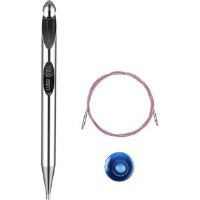 Tunisian Crochet Hook H, Size H8/5mm 24-Inch Flexible Interchangeable Tunisian Crochet Hooks Set with Cable Metal Afghan Crochet Hook in Kuwait