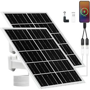Solar Panel for Security Camera IP65 Waterproof USB 5V 6W Solar Panel Charger Type-C Port、Micro USB Port＆DC Port Solar Sanels for Cameras with 9.8ft Charging Cable Charging Power(1 Pack Black) in Saudi Arabia