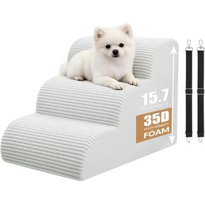 سلالم للكلاب للسرير يصل ارتفاعها إلى 60.96 سم، ارتفاع إضافي 22.8 سم، خطوات للحيوانات الأليفة بأربع خطوات للكلاب والقطط الصغيرة، منحدر قوي غير قابل للانزلاق للكلاب مع حزام أمان مضاد للطرف وغطاء قابل للغسل، سلالم داخلية متوازنة للحيوانات الأليفة in Kuwait