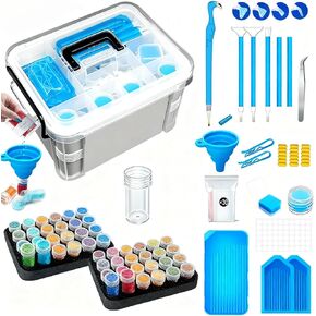 CXJINZE Diamond Painting Tools Accessories Storage-Kit 111Pcs 5D Set Portable Tool Box with Handle Craft Jewelry Bead Storage Pink Box Art Trays for Diamond Painting Accessories and Tools in Saudi Arabia