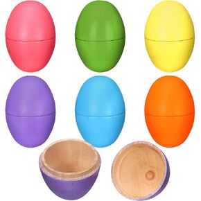 6 Pcs Wooden Easter Eggs 2.76 Inch Fillable Fake Easter Eggs Bulk Reusable DIY Empty Wooden for Crafts Hunt Basket Stuffers Fillers Party Favor Decorations (Macaroon) in Saudi Arabia