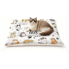 بساط سرير للحيوانات الأليفة من I Love Cats - وسادة قفص ناعمة قابلة للغسل للقطط والقطط - سرير كلب بتصميم قطة رائع - وسادة حيوانات أليفة مضادة للانزلاق للاستخدام الداخلي (L) in Kuwait