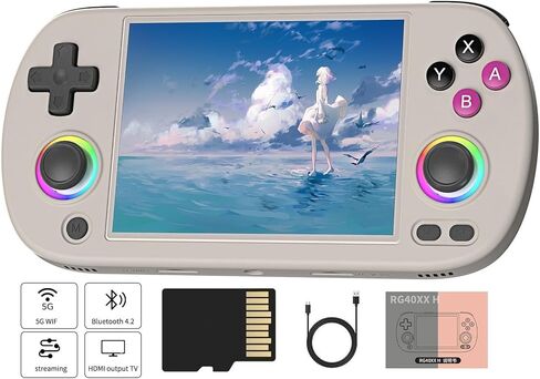 RG40XX H Retro Handheld Game Console ,RG40XXH 4.0 Inch IPS Screen Linux System Built-in 64G TF Card 5488 Games Support HDMI TV Output 5G WiFi Bluetooth 4.2(Black) in Saudi Arabia