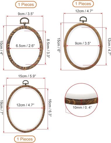PATIKIL 4, 6, 7inch Embroidery Hoops Set, 3 Pieces Imitated Wood Octagonal Frame Cross Stitch Hoop Ring for Embroidery Art Craft Sewing Ornaments Hanging Decoration in Saudi Arabia