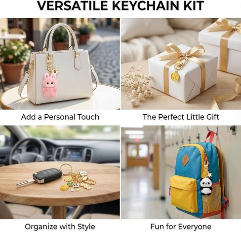 مجموعة أدوات صنع سلسلة المفاتيح الرئيسية 540 قطعة من حلقات مشبك حلية ذهبية وفضية، مشابك مشبك سلسلة المفاتيح، مشابك جراد البحر، حلقات القفز، سلاسل المفاتيح لحقيبة صنع سحر الحقيبة DIY لوازم المجوهرات الحرفية in Kuwait