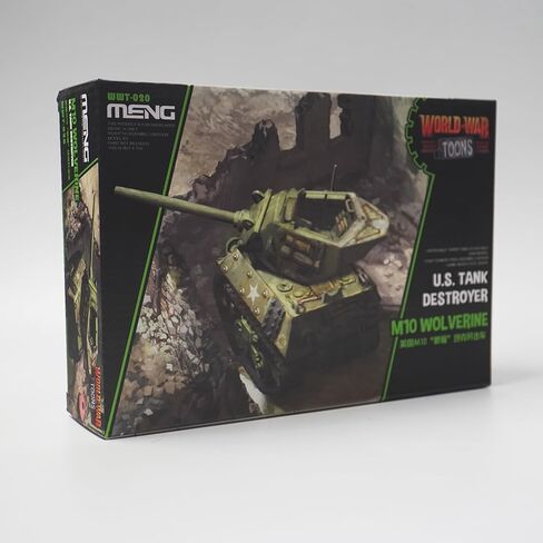 Meng WWT-020 World War Toons M10 Wolverine U.S. مجموعة نماذج المدمرة للدبابات، نمط الرسوم المتحركة، برج قابل للتدوير، برميل بندقية قابل للرفع، تجميع سريع خالٍ من الأسمنت in Kuwait