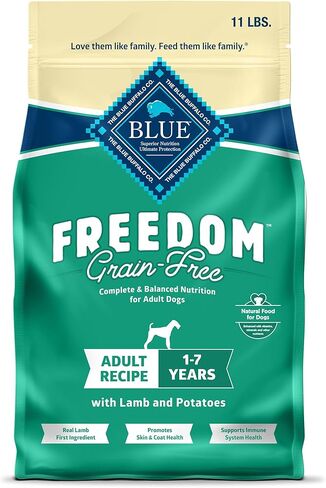 Blue Buffalo Freedom Grain-Free Dry Dog Food, Complete & Balanced Nutrition for Adult Dogs, Made in The USA with Natural Ingredients, Lamb & Potatoes, 24-lb Bag in Saudi Arabia