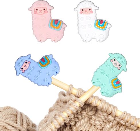 4Pcs Knitting Needle Stoppers, Cartoon Animal Knitting Needle Point Protectors Cute Sheep Silicone Needles Minder Sewing Gadgets Knit Accessories for Beginners Craft DIY Quilting in Saudi Arabia
