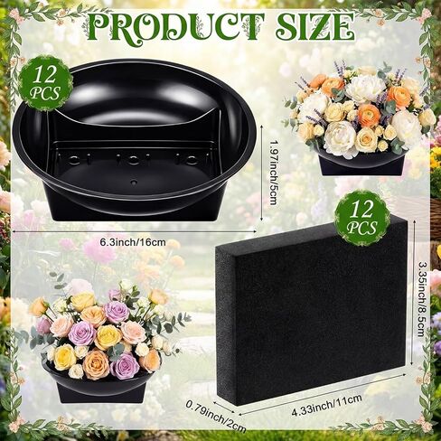 Acellegic 12 Pack Floral Foam Round Bowls Kit Large Size 6.3 Inch Round Floral Supplies DIY Flower Foam with Bowl for Flower Arrangements Birthday Wedding Party Decoration Table Centerpiece in Saudi Arabia