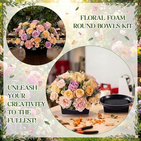 Acellegic 12 Pack Floral Foam Round Bowls Kit Large Size 6.3 Inch Round Floral Supplies DIY Flower Foam with Bowl for Flower Arrangements Birthday Wedding Party Decoration Table Centerpiece in Saudi Arabia