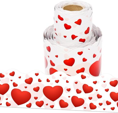 36 Ft Valentine’s Day Bulletin Board Border Roll, Cute Valentine Heart Bulletin Border Trim for Valentines Day Wedding Anniversary Party Classroom Office Bulletin Board Decorations in Saudi Arabia
