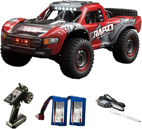 1/14 Hobby RC Truck for Adults, 30 MPH High Speed Remote Control 4WD Car, All Terrain Rock Crawler Truck for Boys 4X4 Off-Road Racing Car with 2 Batteries in Saudi Arabia