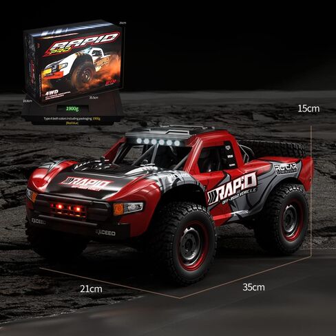 1/14 Hobby RC Truck for Adults, 30 MPH High Speed Remote Control 4WD Car, All Terrain Rock Crawler Truck for Boys 4X4 Off-Road Racing Car with 2 Batteries in Saudi Arabia
