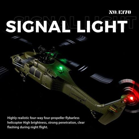 طائرة هليكوبتر RC بدون فرشاة من GoolRC، طائرة هليكوبتر WLtoys K170 للتحكم عن بعد، طائرة عسكرية RC ذات 4 قنوات مع جيروسكوبي 6 محاور، سهلة الطيران للبالغين والمبتدئين in Kuwait