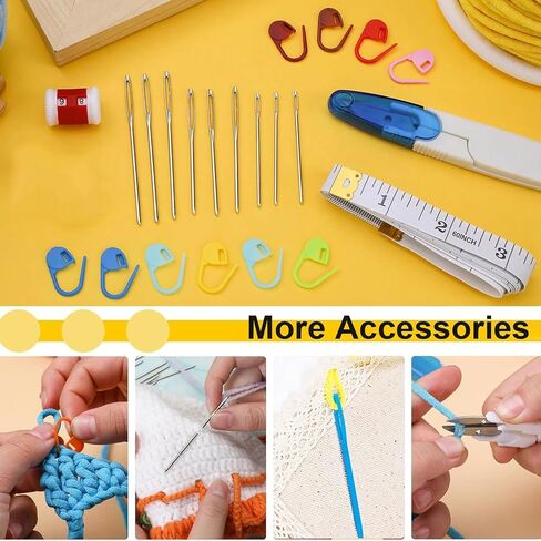 VOLYAR 14 Size Crochet Hook Set with case, 63 Pack Ergonomic Crochet Set 2mm(B)-10mm(N),Crochet Kit for Beginners, Long Crochet Needles in Saudi Arabia