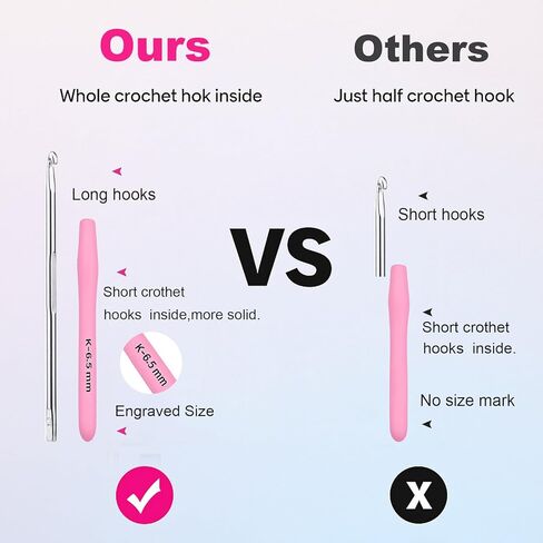 VOLYAR 14 Size Crochet Hook Set with case, 63 Pack Ergonomic Crochet Set 2mm(B)-10mm(N),Crochet Kit for Beginners, Long Crochet Needles in Saudi Arabia