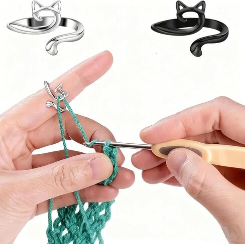 2PCS Adjustable Knitting Crochet Loop，Cute Finger Holder,Faster Sewing Tools for Your Crafting Kit，Multi-Use in Saudi Arabia