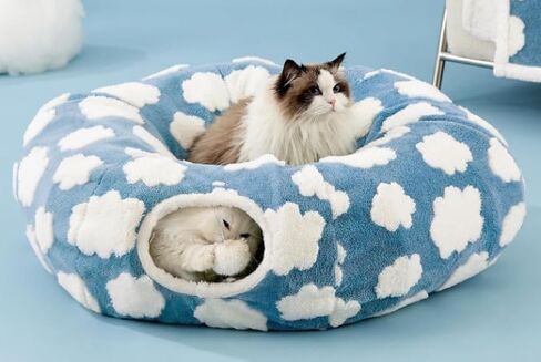 Winter Warm cat House, Thickened Long Furry cat Tunnel, pet Toy. in Saudi Arabia