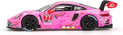 نموذج سيارة Diecast متوافق مع Porsche 911 GT3 R #77 AO Racing 2024 IMSA Road America (وردي) إصدار محدود من Mini GT MGT01052 in Kuwait