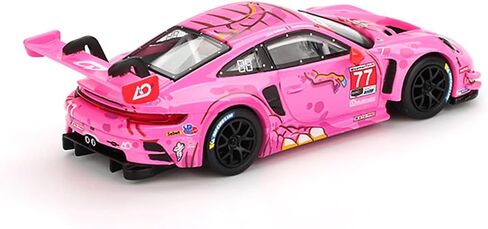 نموذج سيارة Diecast متوافق مع Porsche 911 GT3 R #77 AO Racing 2024 IMSA Road America (وردي) إصدار محدود من Mini GT MGT01052 in Kuwait