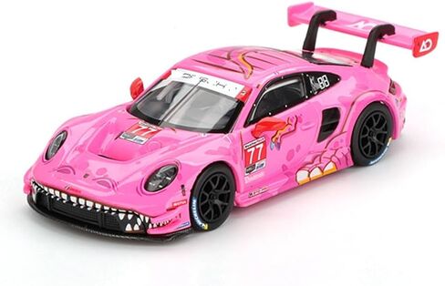 نموذج سيارة Diecast متوافق مع Porsche 911 GT3 R #77 AO Racing 2024 IMSA Road America (وردي) إصدار محدود من Mini GT MGT01052 in Kuwait
