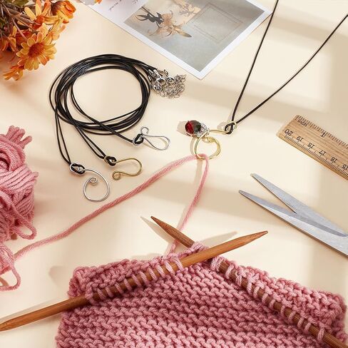 NBEADS 4 Pcs Adjustable Portuguese Knitting Necklace, 17in Yarn Tension Control Tool, Music Note Aluminum Knitting Pin for Knitters, Crochet Project in Saudi Arabia
