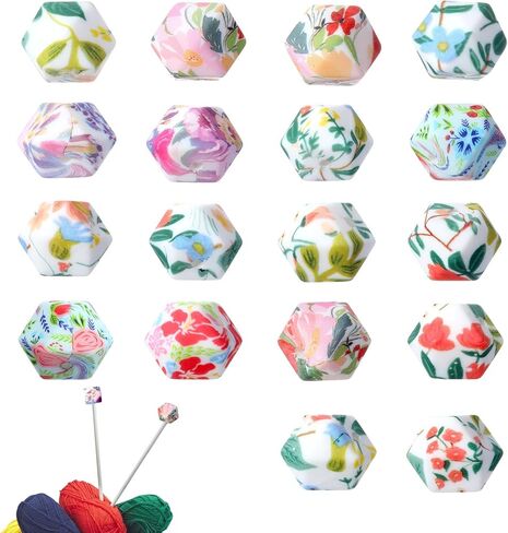 Mabor 18Pcs Knitting Needle Stoppers, Knitting Needle Point Protectors, Needles Minders, Hexagon Print Stitch Holders Needles Caps for Stitching Accessories and Gadgets in Saudi Arabia