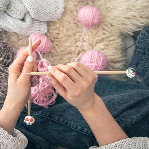 Mabor 18Pcs Knitting Needle Stoppers, Knitting Needle Point Protectors, Needles Minders, Hexagon Print Stitch Holders Needles Caps for Stitching Accessories and Gadgets in Saudi Arabia