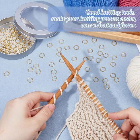 100 قطعة من علامات الغرز المعدنية من Hobbspring، 18 قيراط من الذهب المطلي بالذهب عيار 18 قيراط، علامات غرز الحياكة والكروشيه، علامات قفل نحاسية، حلقات غرز للحياكة اليدوية والحياكة والكروشيه in Kuwait