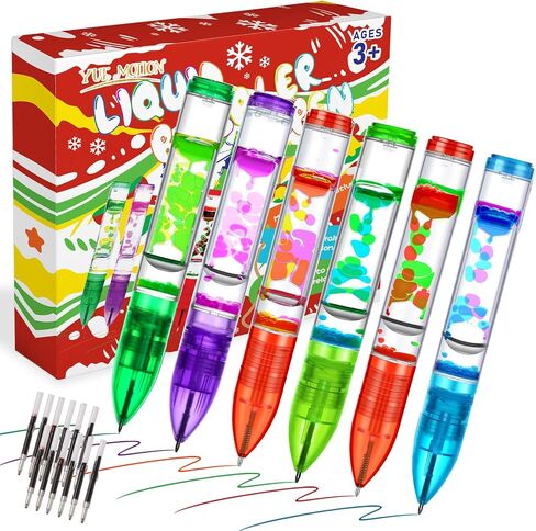 YUE MOTION Liquid Motion Bubbler Pens - Sensory Toy Pens for Classroom-Fidget Pens for Kids and Adults-Colorful Timer Pens for Stress and Anxiety Relief-2 Pack in Kuwait