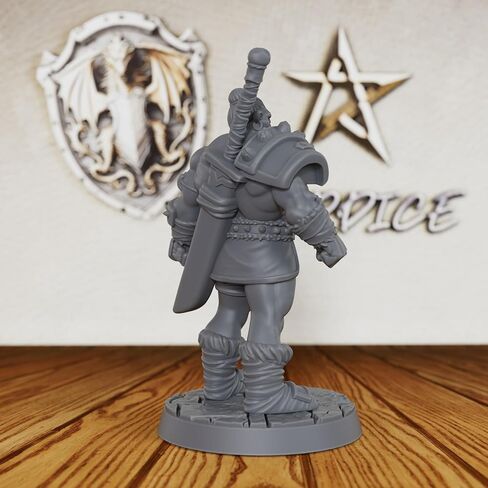 Heroic Un Painted Fantasy Minis - شخصية لعبة مصغرة احترافية مقاس 32 مم للعب الأدوار وTTRPG، منمنمات ألعاب الطاولة التفصيلية لـ Dungeon Masters - 5.8 سم Half Orc Warrior (AS406) in Kuwait