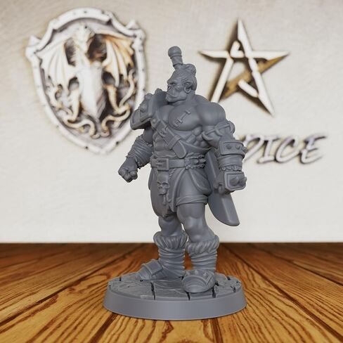 Heroic Un Painted Fantasy Minis - شخصية لعبة مصغرة احترافية مقاس 32 مم للعب الأدوار وTTRPG، منمنمات ألعاب الطاولة التفصيلية لـ Dungeon Masters - 5.8 سم Half Orc Warrior (AS406) in Kuwait