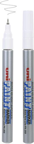 Uni-Ball Uni Paint PX-203 Oil-Based Paint Markers, Extra Fine Line (0.8mm), Silver, 2 Count in Saudi Arabia