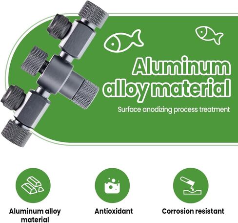 MiOYOOW Aquarium CO2 Splitter، صمام إبرة مزدوج الدقة من سبائك الألومنيوم صمام هواء لخزان الأسماك ثنائي الاتجاه لمنظم ثاني أكسيد الكربون لعداد الفقاعات in Kuwait
