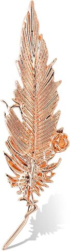 Plated Classic Rose Flower Feather Brooches and Pins for Women Men Fashion Jewelry Delicate Leaf Lapel Dress Accessories Boutonniere Corsage Hat Bag Suit Tie Wedding small，simple in Saudi Arabia