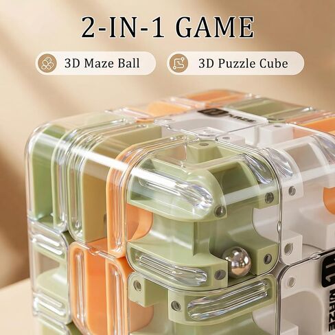 2 Pack 3D Rolling Ball Maze Cube Puzzle,Maze Cube for Kids Labyrinth 3D Puzzle Maze Cube Ball Twist Roll Brain Teaser Toys,Cultivate Logical Thinking for Logical Thinking for Family Game Birthday Gift in Saudi Arabia