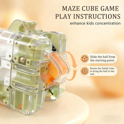 2 Pack 3D Rolling Ball Maze Cube Puzzle,Maze Cube for Kids Labyrinth 3D Puzzle Maze Cube Ball Twist Roll Brain Teaser Toys,Cultivate Logical Thinking for Logical Thinking for Family Game Birthday Gift in Saudi Arabia