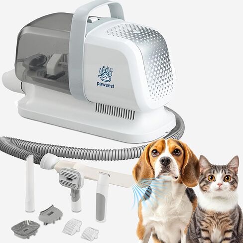 Dog Grooming Vacuum - Pet Hair Trimmer, Dog Hair Clippers and Nail Grinder with 7 Attachments - All-in-One Pet Grooming Kit with 3-Level Suction and Speed Settings with Temperature Control Protection in Saudi Arabia