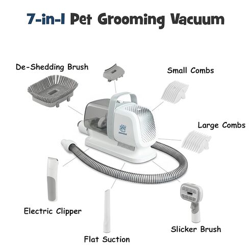 Dog Grooming Vacuum - Pet Hair Trimmer, Dog Hair Clippers and Nail Grinder with 7 Attachments - All-in-One Pet Grooming Kit with 3-Level Suction and Speed Settings with Temperature Control Protection in Saudi Arabia