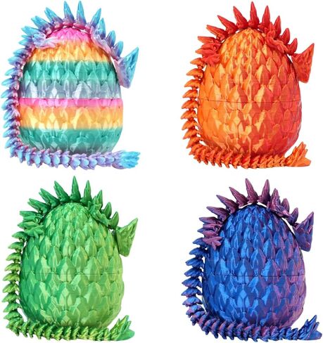 ELORION 3D Printed Dragon Eggs with Dragon Inside – Fantasy Tabletop Decor, 3D Printing Toy for Kids – Unique Desktop Decoration & Collectible – Christmas Ornament & Stocking Stuffers (4 PCS) in Saudi Arabia