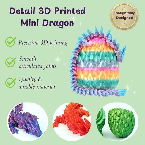 ELORION 3D Printed Dragon Eggs with Dragon Inside – Fantasy Tabletop Decor, 3D Printing Toy for Kids – Unique Desktop Decoration & Collectible – Christmas Ornament & Stocking Stuffers (4 PCS) in Saudi Arabia