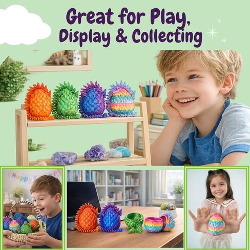 ELORION 3D Printed Dragon Eggs with Dragon Inside – Fantasy Tabletop Decor, 3D Printing Toy for Kids – Unique Desktop Decoration & Collectible – Christmas Ornament & Stocking Stuffers (4 PCS) in Saudi Arabia