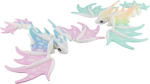 PowerTRC 3D Printed Monarch Dragon 2 Pack – Articulated Moveable Wings, Rainbow Color Dragons, Flexible Fidget Desk Decor Figurines, Unique Color Blend Collectible Dragons for Adults in Saudi Arabia