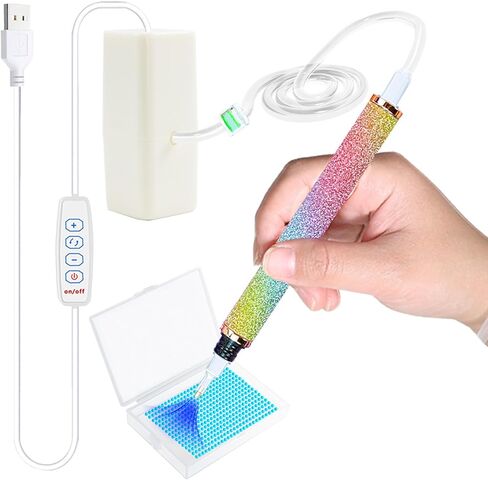DIYDeligths Electric Diamond Art Painting Pen with Adjustable Suction Vacuum Diamond Art Pen for Adults with Storage Tray Accessories Tool No Wax Needed (White Set) in Saudi Arabia