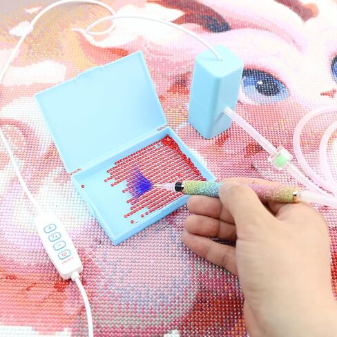 DIYDeligths Electric Diamond Art Painting Pen with Adjustable Suction Vacuum Diamond Art Pen for Adults with Storage Tray Accessories Tool No Wax Needed (White Set) in Saudi Arabia